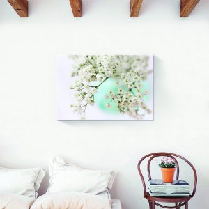 Tablou decorativ floral primavara alb pe canvas 80x120 cm