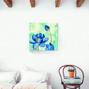 Tablou canvas decorativ vintage floral cu lalele albastre