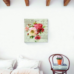 Tablou decorativ flori bujori pe canvas 60x60 cm