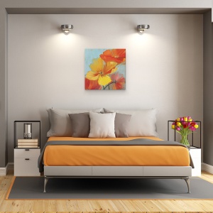 Tablou canvas - Flori, Flori, Rosu-Galben, Pictura, 60 x 60 cm - Img 3