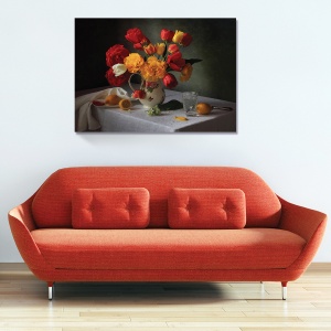 Tablou decorativ canvas cu flori galbene și lalele