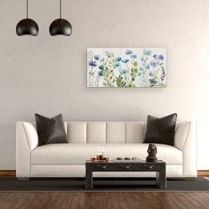 Tablou canvas - Flori Salbatice, Albastru, Pictura, 50 x 100 cm - Img 2
