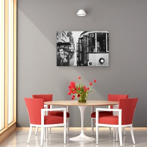 Tablou canvas - Ganduri, Strada, Grijuliu, Poster, Tramvai, 60 x 90 cm - Img 4