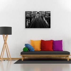 Tablou canvas - Gara, Alb-Negru, Statie, Tren, Madrid, Atocha, 80 x 120 cm - Img 2