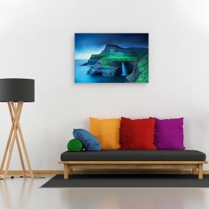 Tablou canvas - Gasadalur, Peisaj, Cascada, Gasadalur, Insula, Vagar, Feroe, 80 x 120 cm - Img 2