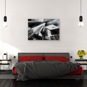 Tablou canvas - Glass City, Paris, Franta, La Defense, Alb-Negru, 60 x 90 cm - Img 3