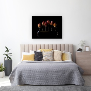 Tablou canvas - Gradina De Noapte, Uscat, Trandafiri, Flori, Intuneric, Negru, 75 x 100 cm - Img 3