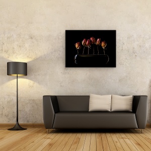 Tablou canvas - Gradina De Noapte, Uscat, Trandafiri, Flori, Intuneric, Negru, 50 x 70 cm - Img 2