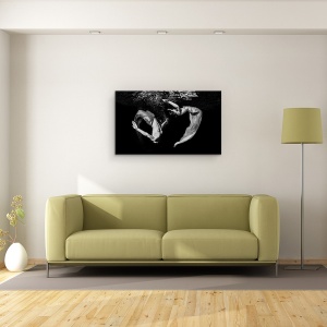 Tablou canvas - Gratie Subacvatica, Sub Apa, Cuplu, Pereche, Alb-Negru, Oameni, 50 x 80 cm - Img 2