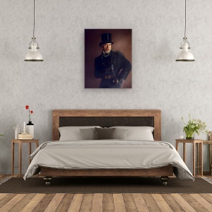Tablou canvas - Hornar, Portret, Vintage, Retro, Palarie, 60 x 75 cm - Img 3