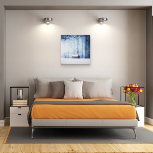 Tablou canvas - Iarna, Copac, Zapada, Casa, Stele, 60 x 60 cm - Img 3