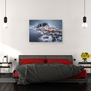 Tablou canvas - Iarna In Insulele Lofoten, Iarna, Lofoten, Norvegia, Peisaj, Peisaj Marin, 60 x 90 cm - Img 3