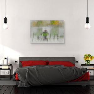 Tablou canvas - Iazul Aspiratiilor, Scaun, Pictor, Textura, Persoana, Sezand, 60 x 90 cm - Img 3
