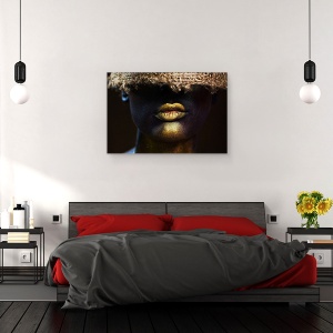 Tablou canvas - Imperfect, Fata, Buze, Aur, Ruj, 40 x 60 cm - Img 3