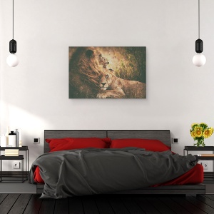Tablou canvas - Impreuna, Leu, Leoaica, Felina, Iubire, Delicat, 60 x 90 cm - Img 3