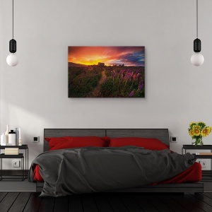 Tablou canvas - in bataia vantului, Peisaj, Flori, Apus De Soare, Camp, 80 x 120 cm - Img 3