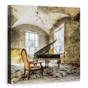 Tablou canvas - In Ceruri, Scaun, Pian, Pian, Muzica, Performanta, 90 x 90 cm