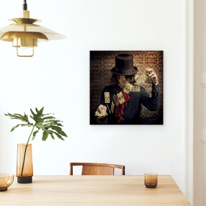 Tablou canvas - Incearca-Ti Norocul, Joaca, Vechi, Clasic, Palarie, 90 x 90 cm - Img 4