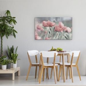 Tablou Canvas - Incet, Floare, Vara, Romantic, Gradina, Roz, Mac, 50 x 80 cm - Img 4