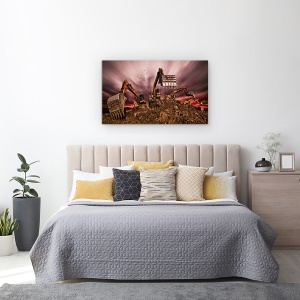 Tablou canvas - Invazie, Actiune, Constructie, Masinarie, Excavare, Excavator, Murdarie, 50 x 80 cm - Img 3