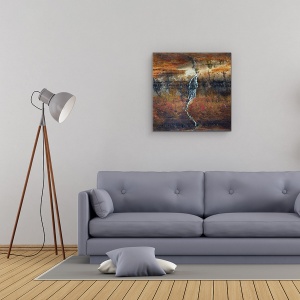 Tablou Canvas - Islanda, Toamna, Cascada, Perete, Munte, 60 x 60 cm - Img 2