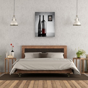 Tablou canvas - Jumatate Plina, Natura Moarta, Vin, Pictura, Sticla De Vin, 60 x 75 cm - Img 3