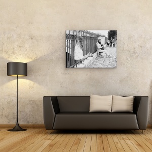 Tablou canvas - L&H, Montmartre, Paris, Franta, Alb-Negru, Gard, 75 x 100 cm - Img 2