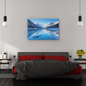 Tablou canvas - Lacul Akkem, Peisaj, Munte, Zapada, inghet, 80 x 120 cm - Img 3