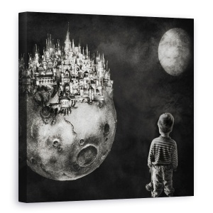 Tablou canvas - Lasa Ca Visele Tale Sa Fie Mai Mari Decat Temerile, Baiat, Oras, Visare, 60 x 60 cm