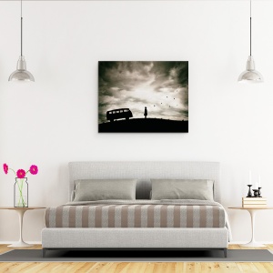 Tablou canvas - Libertate, Silueta, Grafic, Om, Autobuz, Masina, 60 x 75 cm - Img 3