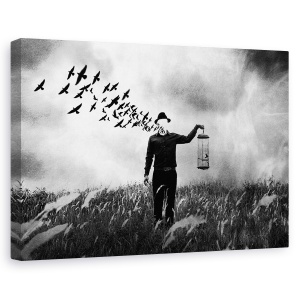 Tablou canvas - Libertate, Textura, Pasari, Cusca, Prins In Capcana, Inchisoare, 60 x 90 cm