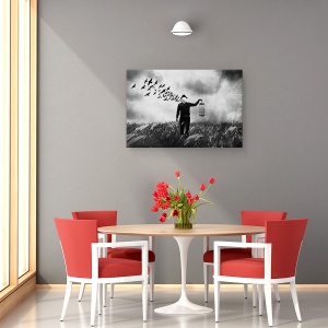 Tablou canvas - Libertate, Textura, Pasari, Cusca, Prins In Capcana, Inchisoare, 60 x 90 cm - Img 4