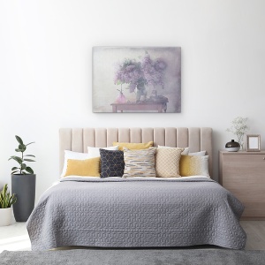 Tablou canvas - Liliacul Cel Frumos, Natura Moarta, Birou, Moale, Parfum, Carte, 50 x 70 cm - Img 3
