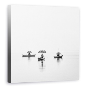 Tablou canvas - Lumea Pescarilor, Lac, Umbrela, Reflectie, Peisaj, 60 x 60 cm