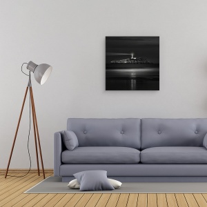 Tablou canvas - Lumina Care Ne Ghideaza, Alb-Negru, Mare, Arhitectura, Far, 60 x 60 cm - Img 2
