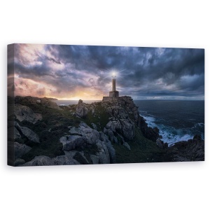 Tablou canvas - Lumina De La Capatul Lumii, Apus De Soare, Peisaj, Mare, Far, Lumina, 50 x 100 cm