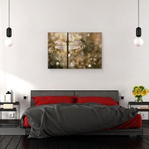 Tablou canvas - Lumina Diminetii, Lumina Soarelui, Reflectie, Libelula, Caldura, Vara, 40 x 60 cm - Img 3