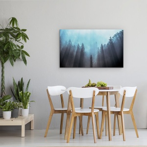 Tablou canvas - Lumina Pentru A Fi Crezut Probabil, Padure, Ceata, Japonia, Munte, Lumina, 50 x 80 cm - Img 4