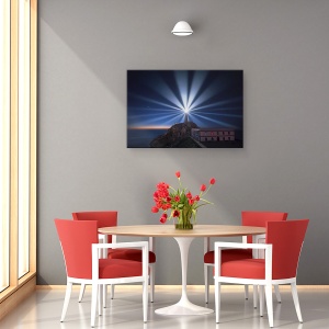 Tablou canvas - Lumineaza Noaptea, Stele, Far, Mare, Casa, 80 x 120 cm - Img 4