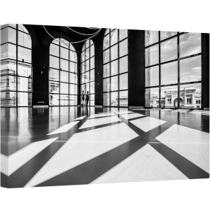 Tablou canvas - Lumini si Umbre, Arhitectura, Camera, Sala de Dans, Alb-Negru, Contrast, Fereastra, 40 x 60 cm