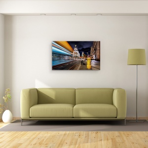 Tablou canvas - Luminile Madridului, Spania, Trasee Usoare, Trafic, Dungi, 50 x 80 cm - Img 2