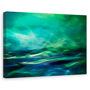 Tablou canvas - Luminile Nordului, Abstract, Verde, Norvegia, Fantezie, 80 x 120 cm