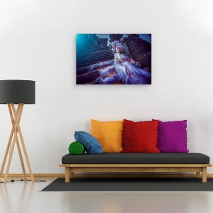 Tablou canvas - Luna Albastra, Scara, Rochie, Flori, 40 x 60 cm - Img 2