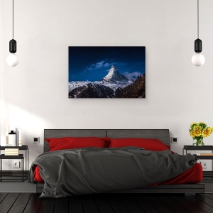 Tablou canvas - Luna Plina la Matterhorn, Matterhorn, Munte, Noapte, Nori, Joaca, Elvetia, 80 x 120 cm - Img 3