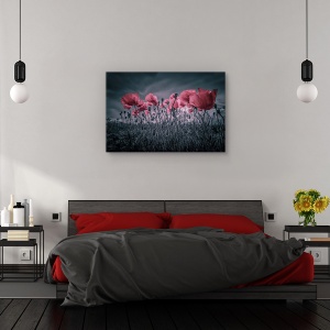 Tablou canvas - Maci, Flori, Rosu, Roz, 60 x 90 cm - Img 3