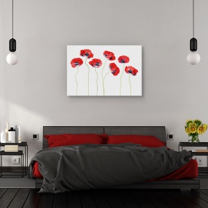 Tablou canvas - Maci si buburuze, Natura moarta, Rosu, Flori, Simplu, 60 x 90 cm - Img 3