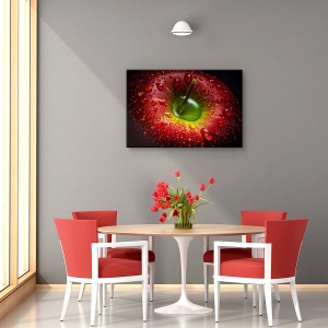 Tablou decorativ canvas bucatarie cu mere roșii și flori