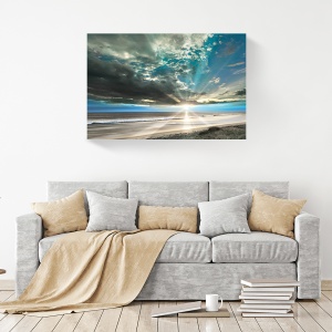 Tablou decorativ canvas plajă cu valuri la apus