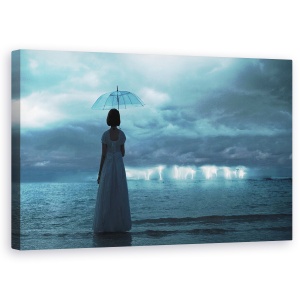 Tablou canvas - Marea Tacuta, Fulgere, Energie, Electricitate, Albastru, Turcoaz, 50 x 80 cm