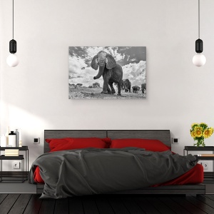 Tablou canvas - Mars Matriarhal, Elefant, Tarangerie, Africa, Tanzania, 80 x 120 cm - Img 3